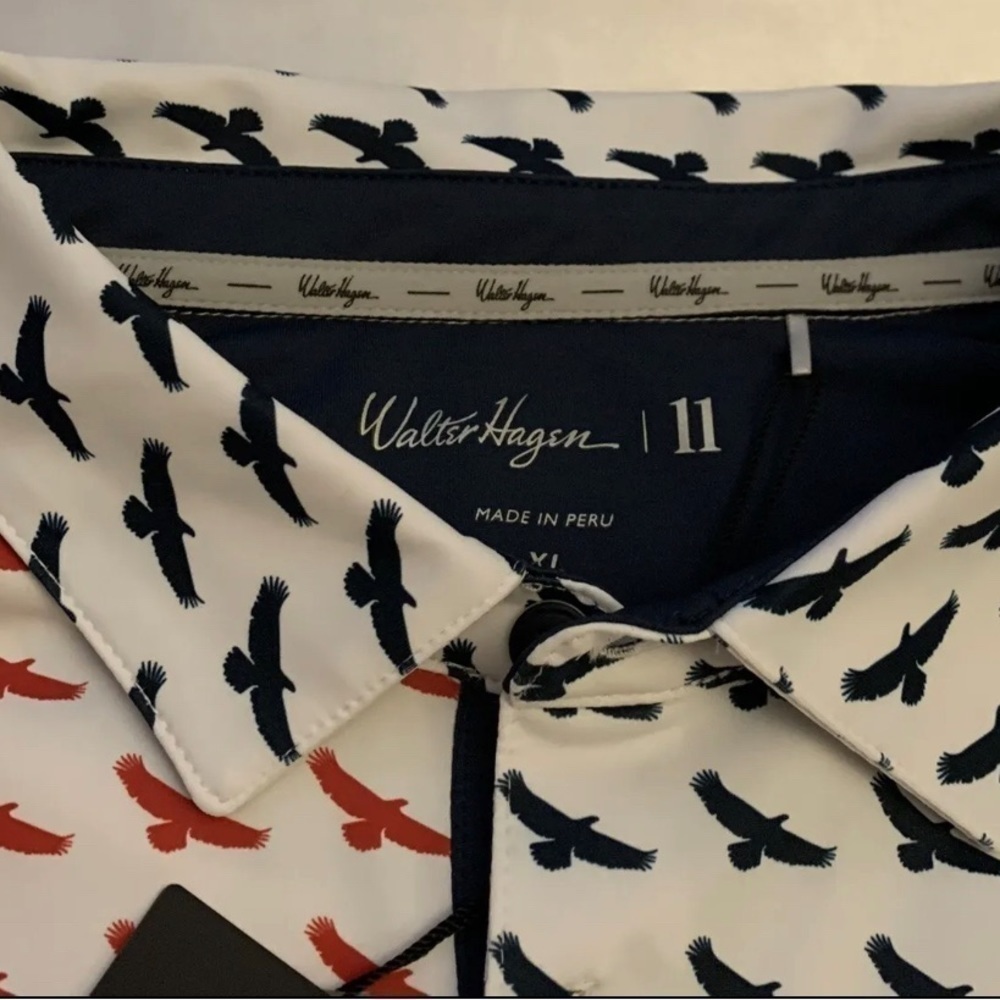 NWT Walter Hagen USA Eagle Flag Print Golf Polo Mens Size Stretch New - Picture 6 of 14